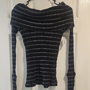 We The Free Black and White Striped Top